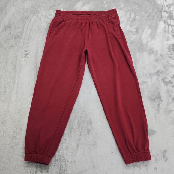 Fleece Factory Pants Mens L Red Pull On Jogger Pockets Casual Athleisure Lounge - Picture 1 of 9